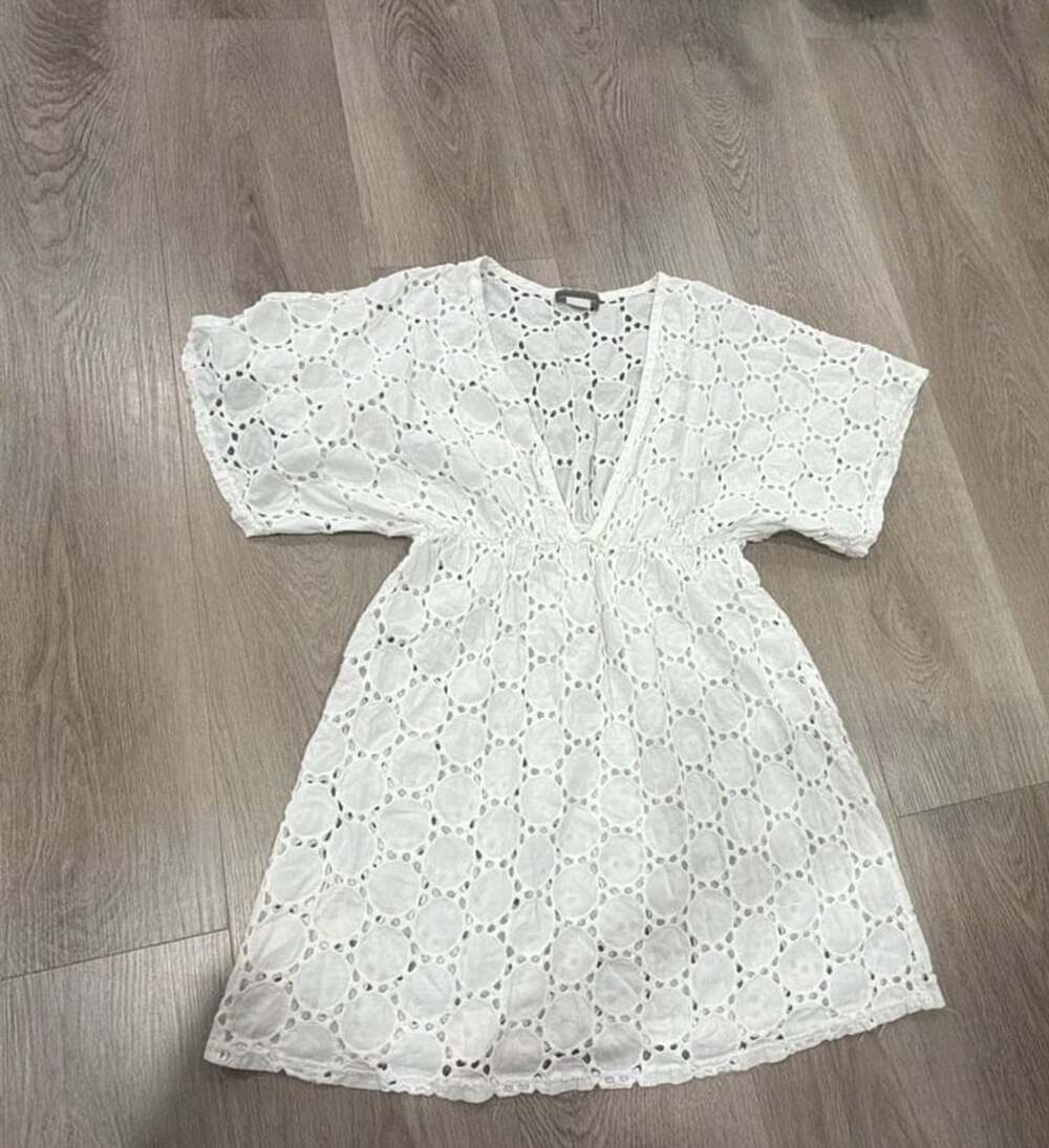 Jordan Taylor Dress Size L White Eyelet Cover Up Tunic